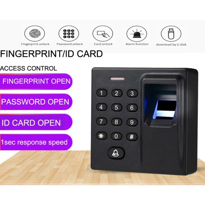 Control de acceso biométrico de la huella dactilar de 12v usb 125k hz rfid controlador de puerta independiente
