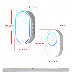 2 wireless doorbell button 433Mhz 58 sound 300m + 1 smart door bell EU plug