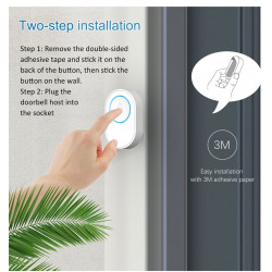 2 wireless doorbell button 433Mhz 58 sound 300m + 1 smart door bell EU plug