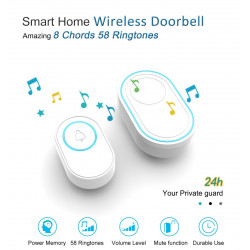 2 bouton de sonnette sans fil 433Mhz 58 son 300m + 1 sonnette de porte intelligente prise EU