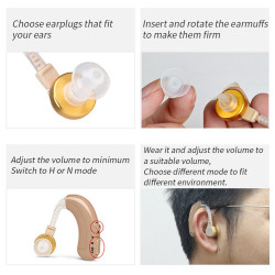 Audífono recargable usb sonotone audífono amplificador de sonido detrás de la oreja c109 axon