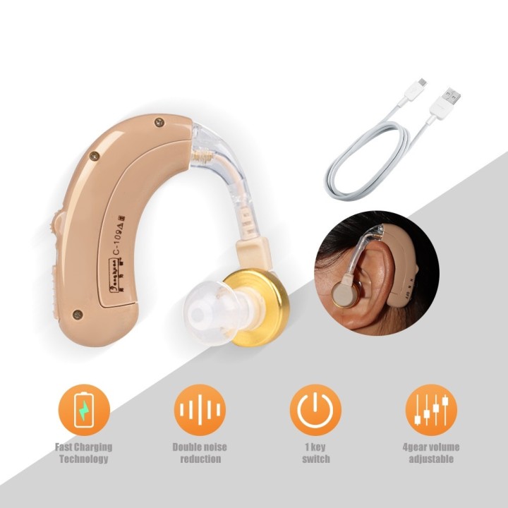 Appareil auditif rechargeable usb sonotone prothese auditive amplificateur son contour oreille c109 axon