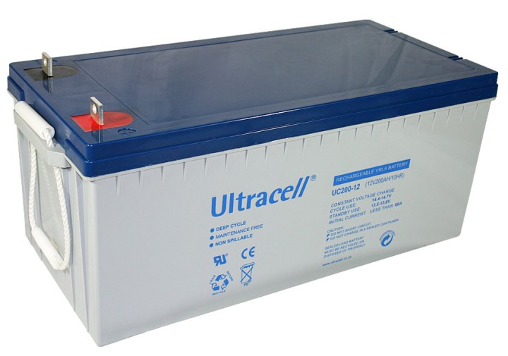 Bateria recargable 12v 200ah uc200 12 solar eolico plomo gel acumulador 200a ultracell - 1