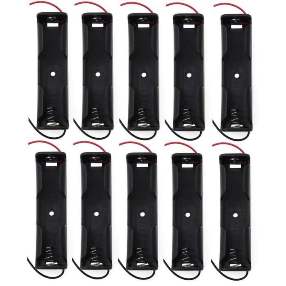 10 Pce Case Box Holder for 1 x 18650 Black with 6' Wire Leads Brand New Plastic Battery Storage sodial - 4
