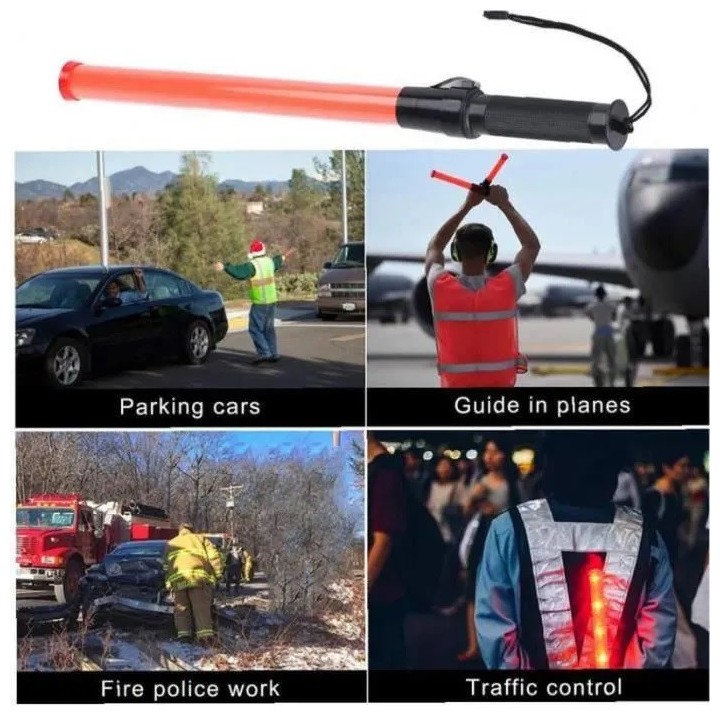 2 traffic police baton red lightingtraffic 21-inch Roadside Safety LED Traffic Wand Baton led safety control reflective warning 