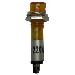 Yellow led indicator light 220v 230v 240v fire drill 7mm diameter plastic body 220vac jr international - 1