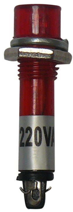 Led rosso indicatore luminoso 220v 7 millimetri diametro foro 220vca miniatura in plastica del rivestimento jr international - 1