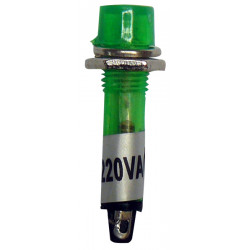 Indicador piloto verde luminoso 220v miniatura diametro de perforacion 7 mm cuerpo en plastico jr international - 1