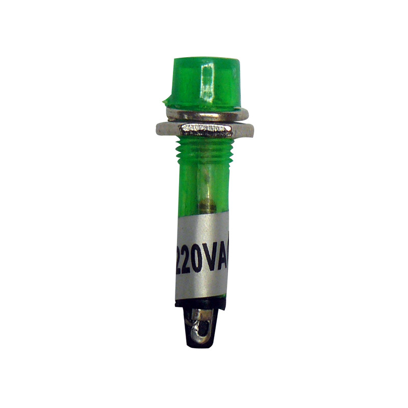 3Pcs AC220V Plastic 10mm piloto indicador de montaje Diámetro Redondo Verde 