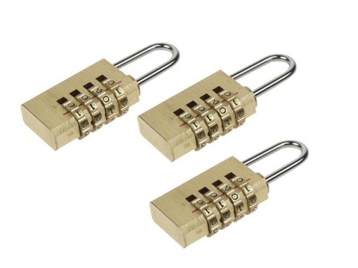 3 vorhängeschlösser 20mm 4-stellige codenummer zahlenschlösser öffnen schließen securisee slkcset velleman - 1