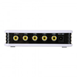 Quadravision de 12v para 4 cámaras en color Mezclador de video CCTV con procesador quadra rca de 4 canales