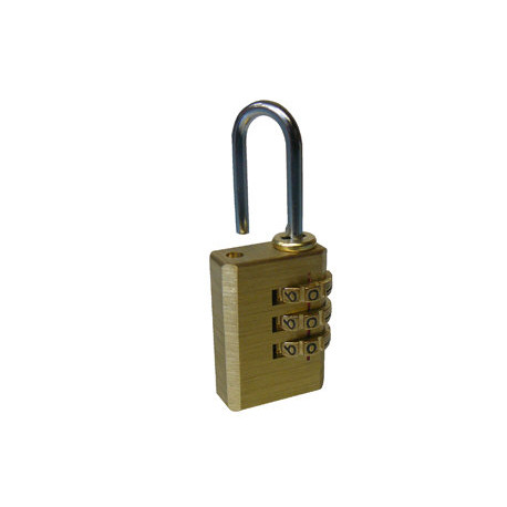 Padlock 25mm 3 dial brass combination lock security lock opening closing 3 number code silverline - 1