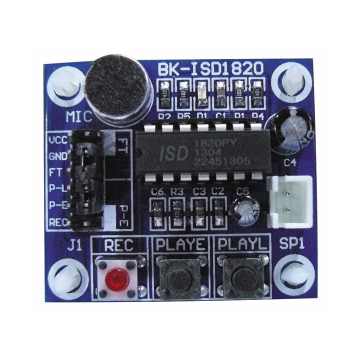 Modulo di registrazione vocale con microfono e fori di gioco per il sistema di montaggio perfora isd1820 velleman - 2