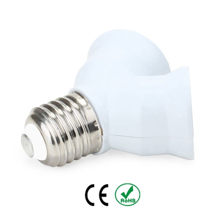 E27 to 2 e27 led light bulb lamp base adapter converter holder socket 12v 24v 48v 220v lampholder conversion deamx - 3